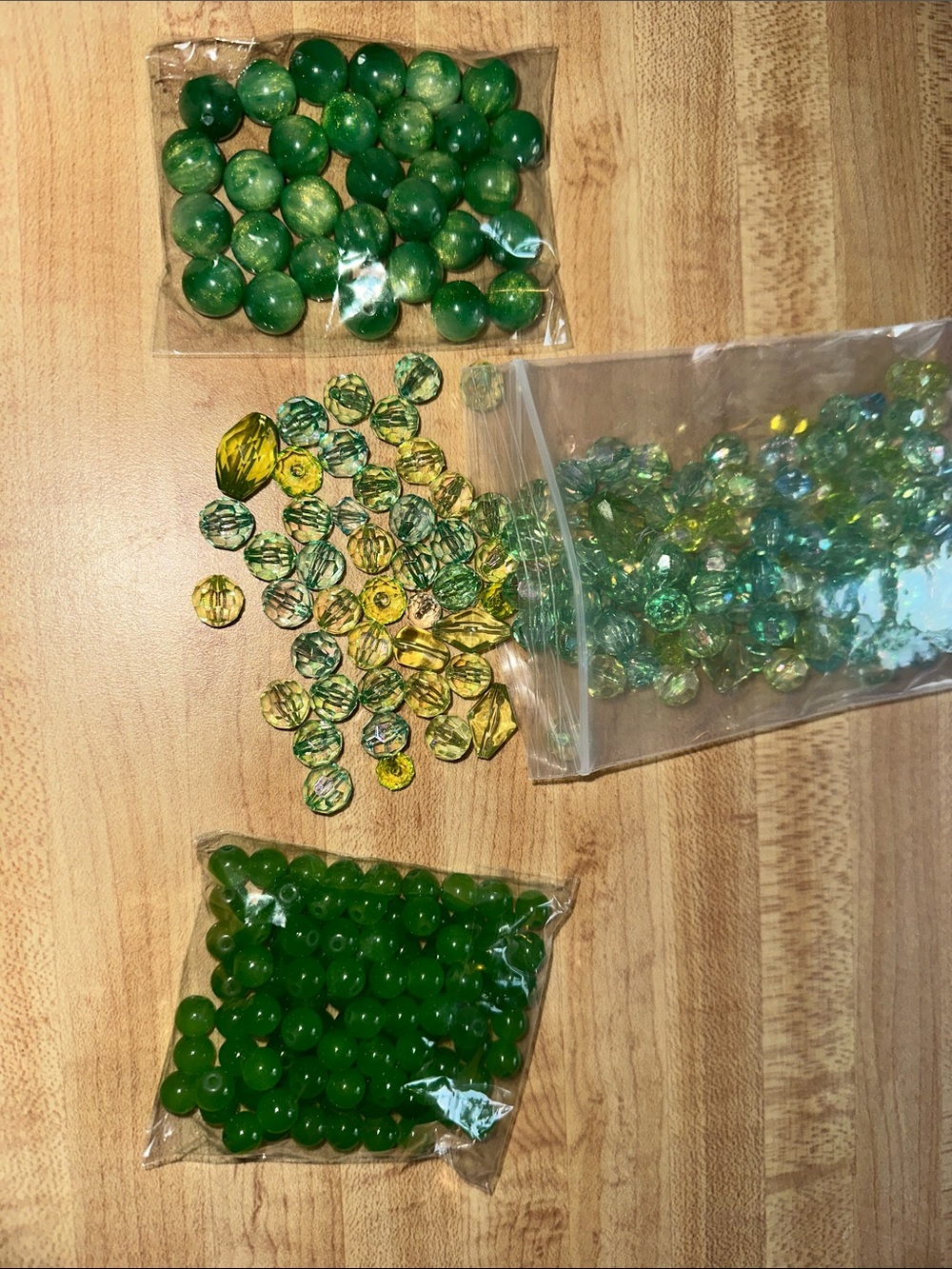 Lot of Beautiful Green Glass and Faceted Crafting Beads